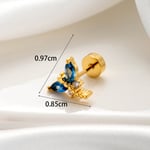 Blue / 1 Piece Simple Series Classic Animal Copper  Gold Color Material Zircon Women's Stud Earrings Picture3